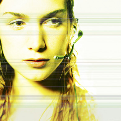 Young Caucasian Woman with Technology