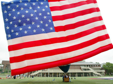 The United States Flag Hot Air Balloon is Inflated at Stevens Institute of Technology