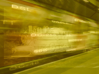 Train Speeding Past Technology Words